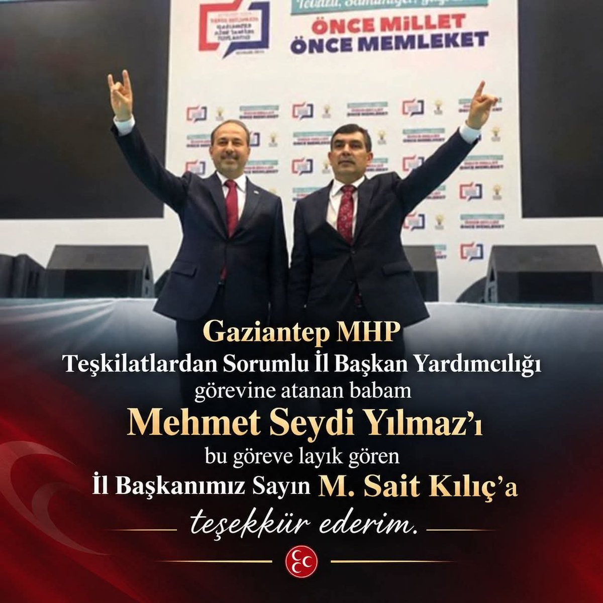 Mehmet_Seydi_27's tweet photo. Yeniden şahsıma Teşkilatlardan Sorumlu Gaziantep MHP İl Başkan yardımcılığı görevine Layik gördükleri için il Başkanım sayın Mehmet Sait Kılıç beye teşekkür ederim.
Allah birliğimizi bozmasın var olasınız Başkanım.
#nemutlutürkümdiyene🇹🇷🇹🇷🇹🇷🇹🇷🇹🇷🇹🇷🇹🇷
#MHP
#gaziantep https://t.co/SX3gJ4LJwz