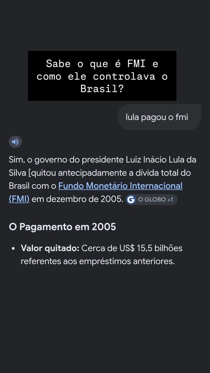 marsolange's tweet photo. @GuJ1menez_ Pesquisa sobre a dívida do FMI que o Brasil tinha. Já fomos capachos dos EUA, era o FMI quem decidia onde colocaríamos nossos recursos. Quem nos livrou disso foi Lula, em 2005. Flavio quer nos devolver para esse lugar. https://t.co/hkJe2eWpYy