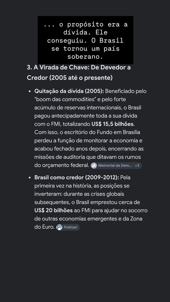 marsolange's tweet photo. @GuJ1menez_ Pesquisa sobre a dívida do FMI que o Brasil tinha. Já fomos capachos dos EUA, era o FMI quem decidia onde colocaríamos nossos recursos. Quem nos livrou disso foi Lula, em 2005. Flavio quer nos devolver para esse lugar. https://t.co/hkJe2eWpYy