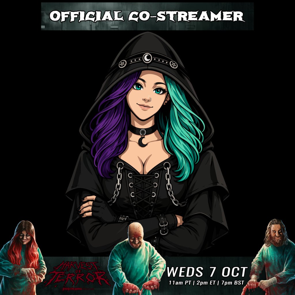 DaesHollow's tweet photo. 🖤👻 IT’S OFFICIAL… I’M A CO-STREAMER! 👻🖤

I’m SO excited to announce that I’ll be an official Co-Streamer for @HorrorGameAward's #HarvestofTerror Showcase 🎃
Join me tomorrow, October 7th at 12pm MT/2pm EST, to check out some more spooky games!! Come hang out in the Hollow and watch along with me!! 🕯️🖤
#HarvestofTerrors #HorrorGameAwards