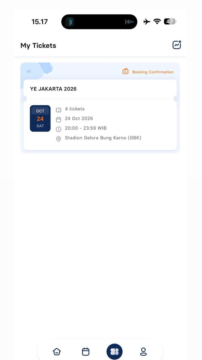 Ticketsradar1's tweet photo. 🚨WTS YE (KANYE) LIVE IN JAKARTA
📆 24th October 2026
Stadion Gelora Bung Karno (GBK)
🎫 Cat 4 (1 tix only)
💰 2jt nett

Please DM (no tipu-tipu ikut nonton juga yaa😅)
Note: Jual karena temen ga jadi ikut nonton!!!

#WTS #YE #KanyeWest #Kanye #KanyeLive #KanyeJakarta #KanyeIndonesia #KanyeWestJakarta #JakartaConcert #GBK #GeloraBungKarno #ConcertTickets #WTSJakarta #IndonesiaConcert #KanyeFans #YE2026