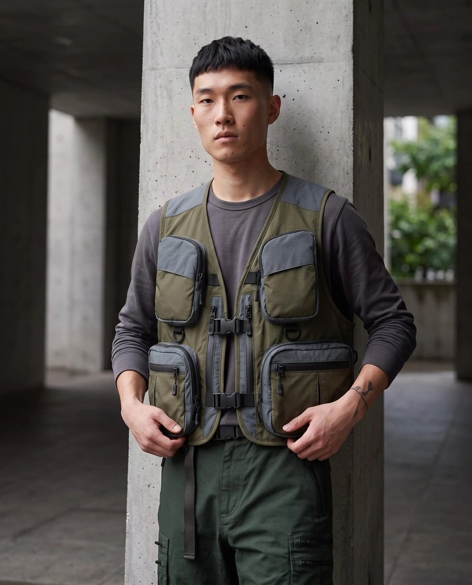 on_model_ai's tweet photo. Contrarian take: Japanese fly-fishing utility gear officially killed the blazer. If your FW26 layering piece doesn’t have at least eight waterproof modular pockets, you're wearing costume jewelry. Agree or disagree?
#onmodel #gorpcore #techwear #menswear https://t.co/1kesgRxzCP