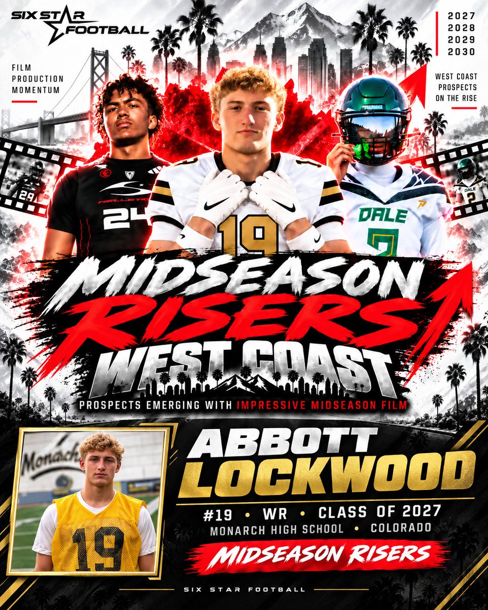 Abbott_L_19's tweet photo. @sixstarfootball thank you for including me on the list of MIDSEASON RISERS | AZ, CA, CO, WA

Several Rising AZ, CA, CO, WA Prospects are demanding a closer look this fall 
New film  
Strong production  
Recruiting momentum

@CoachPazak @Coachbk_griz @KeatonJ_3 @bvigen
@CoachJ_Walsh @CoachTFord @CoachShoeUI
@coachskene3 @jake8shakes @ZGold_WP
@Coach_romero18 @CoachJeffMonken @_CoachNew
@CoachCole828 @coacht_ash @MattWalkerDU
@KjarEric @skyler_ridley @CoachTimNDSU @BengalGridiron @CodyHawkins @coachT_ISU 
@MISTER_F00TBALL @pat_harlow @youareathlete
@mohi_football @CoachJHickey @CoachJimmyZech @JimmieSearfoss @MileHighPreps @PrepRedzoneCO @BrentWNew @CoachOBrien @Coach_Nai @mohi_football @CoachClayWhite @CoachAK_Power @TRHP6 @MattT8Scouting @CoachRMatthews @RWCPhins1 @RobertLDavisIV @SidelinePreps @SchwartzAthSpot @Tanner4Gentry @MarcKulkin @coachwes_23 @CoPreps @mosesk225