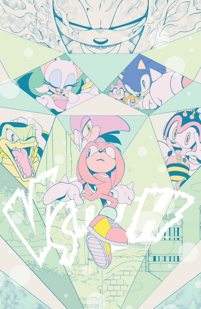 _defnotnormal's tweet photo. Really love just how gentle Knuckles looks in this panel while the master emerald is showing him all the characters he's closest to https://t.co/PjSw1JdgC0