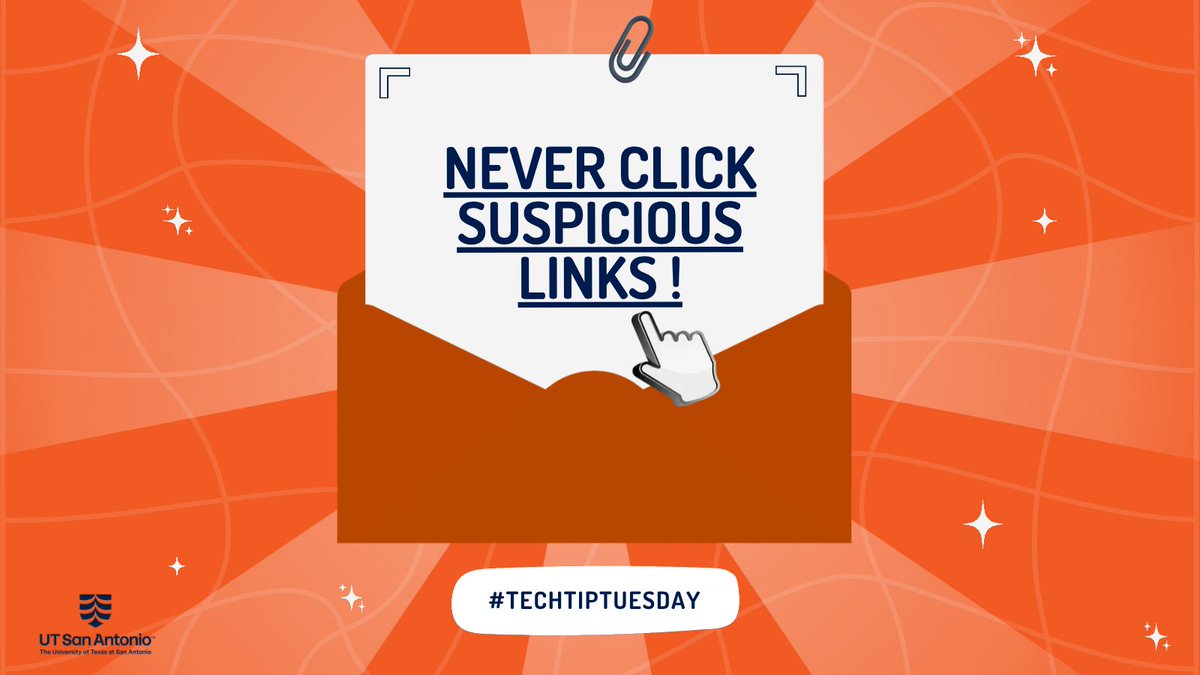 ETS_UTSA's tweet photo. Hey 'Runners! That email saying your account is locked, your tuition payment failed, or you won a gift card might be a scam. Always check the sender, hover over links, be wary of urgent requests, &amp; visit official websites directly. Protect your personal info! #TechTipTuesday #ETS https://t.co/ZwVLQaBsqO