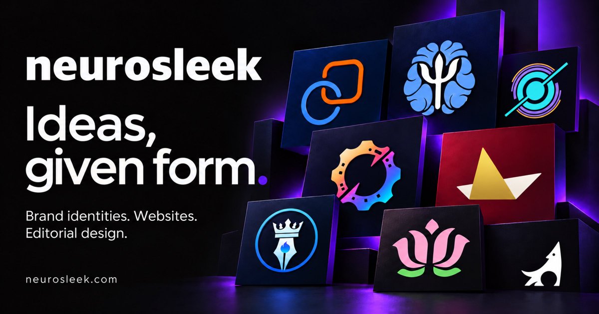 neurosleek's tweet photo. neurosleek v0.1 is live.

Ideas, given form.

Brand identities. Websites. Editorial design.

Explore the work and the thinking behind every detail.

https://t.co/4JCmjeFuCp https://t.co/IdNWsk0atb