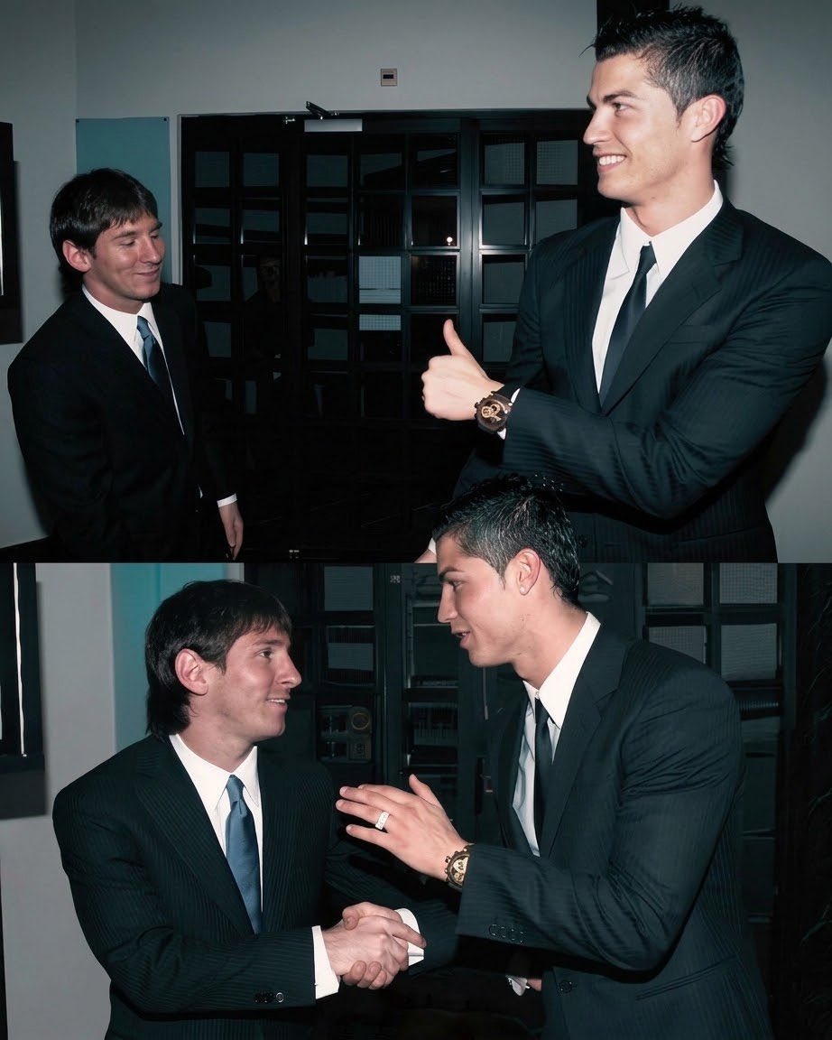 Sayantan90s's tweet photo. Two absolute GOATs 🐐 of our generation with contrasting endings. We lived to see their best. 

Messi x Ronaldo https://t.co/DeJnv6ieH6