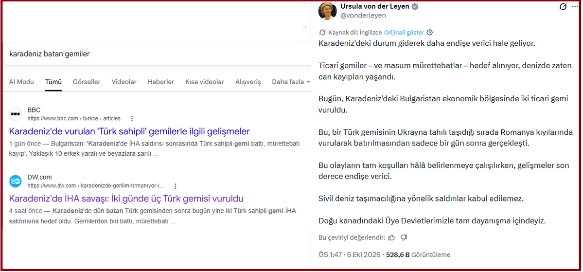 LatifErkan6's tweet photo. "Karadeniz'de gemin mi battı?" deyimi de yalan oldu! 

2 günde 3 gemimizi ihalar vurdu!

Ölü yaralı sayısı bilinmiyor!

Yerli-milli medyada haber yok!

AK Bşk Ursula von der Leyen'den açıklama var ama
Hakan Fidan ve Dışişleri'nden tık yok!

Mekke İttifakı açıklama yapar mı? https://t.co/ggbK8BqbZX