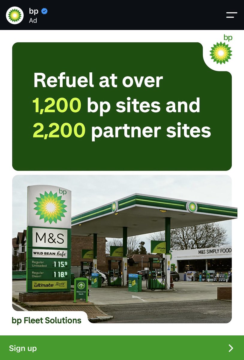 chrissy_dev's tweet photo. Does this count as rage baiting? Running an ad with diesel at 118 a litre 🥹 https://t.co/aMG6lch7Oz