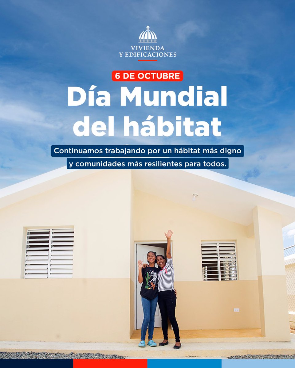 mivedrd's tweet photo. Hablar de hábitat es hablar de mucho más que una vivienda. 🌎🏡

Es hablar de comunidades seguras, entornos resilientes y oportunidades para vivir mejor.

En el Día Mundial del Hábitat, desde el MIVED reafirmamos nuestro compromiso con las familias dominicanas: impulsar viviendas y entornos dignos donde puedan construir su futuro.