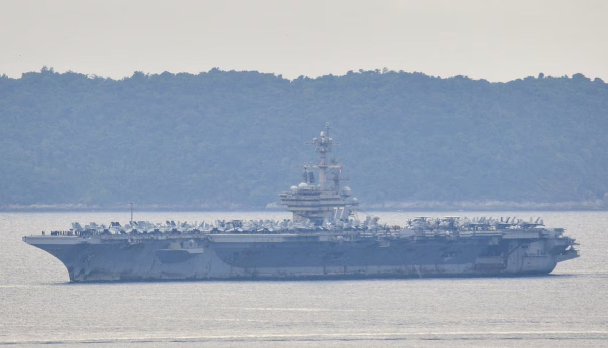 imetatronink's tweet photo. Since the 9/5 close encounter with Iranian missiles near the Gulf of Oman, the US Navy withdrew its fleet to a safe distance 1000 km from Iranian shores.

The USS Bush League (CVN-77) quietly skedaddled to Thailand.

These are the actions of a navy not in control, but in retreat. https://t.co/9nG7AnQmuz