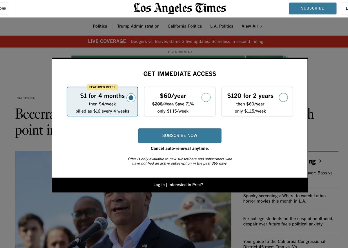 anthonycabassa's tweet photo. NEW🚨: The @latimes has finally published the fact that Xavier Becerra lied about his family's immigration story. This after their reporters were caught running cover for Becerra.

The only problem? You can't access the reporting unless you sign up with a paid subscription. 🙃 https://t.co/xg7hvuqqYD