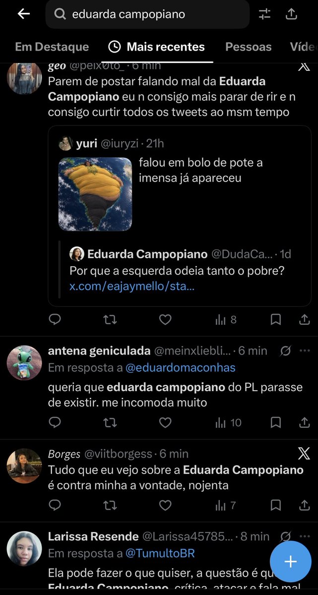 flb_dc's tweet photo. Gente o q estão fazendo com a @DudaCampopiano é absurdo. Coloquei o nome dela na lupa e em menos de um minuto já deu pra ver o nível dos ataques. É mt gente destilando ódio por trás de perfil fake, achando q está lacrando. Aceitem q ela foi a deputada estadual mais votada de SP https://t.co/U0sZshce2u