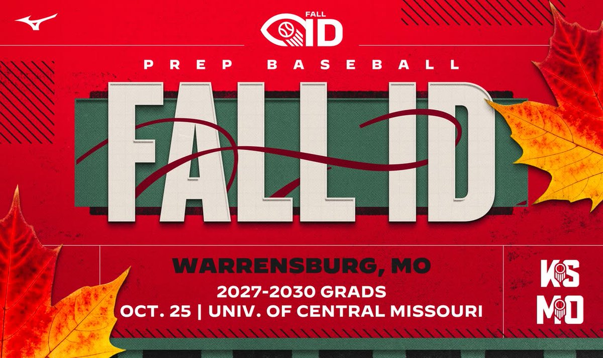 PrepBaseballKS's tweet photo. 𝐌𝐎𝐊𝐀𝐍 𝐅𝐚𝐥𝐥 𝐈𝐃 🍂 

📆 October 25th
📍 University of Central Missouri
🎓 2027-2030 classes
💻 TrackMan/Blast Motion/Vald/Vizual Edge

Register Here ➡️ https://t.co/zZMqtuc039 https://t.co/pQzk05grkJ