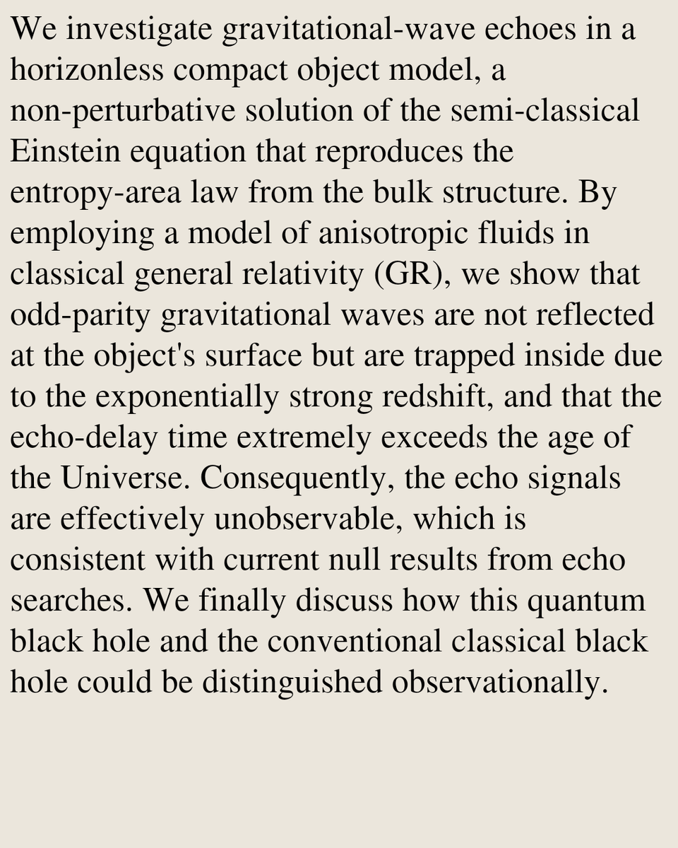 RelativityPaper's tweet photo. Gravitational-wave Echoes Beyond the Hubble Time from Quantum Black Holes

Che-Yu Chen, Naritaka Oshita, Yuki Yokokura
https://t.co/SyJdc3pJQi [𝚐𝚛-𝚚𝚌 𝚊𝚜𝚝𝚛𝚘-𝚙𝚑.𝙷𝙴 𝚑𝚎𝚙-𝚝𝚑] https://t.co/mjqrUZAxq7