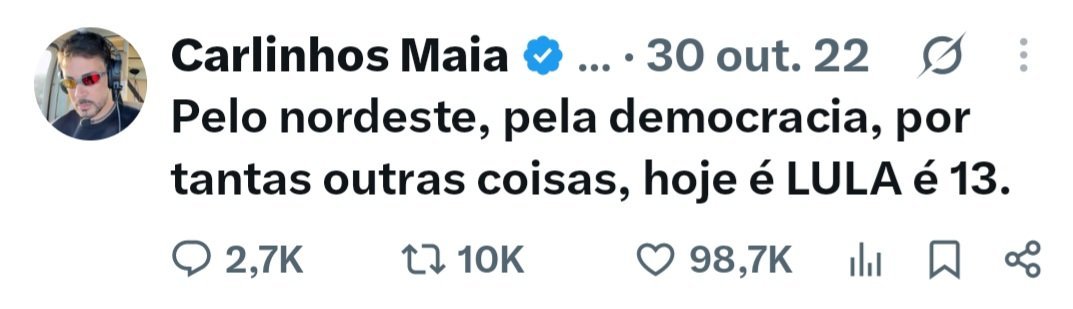 Ana_PFXavier's tweet photo. @jujubinhi @updatecharts No passado, ele declarou o voto no Lula https://t.co/K3MUHqLL5w