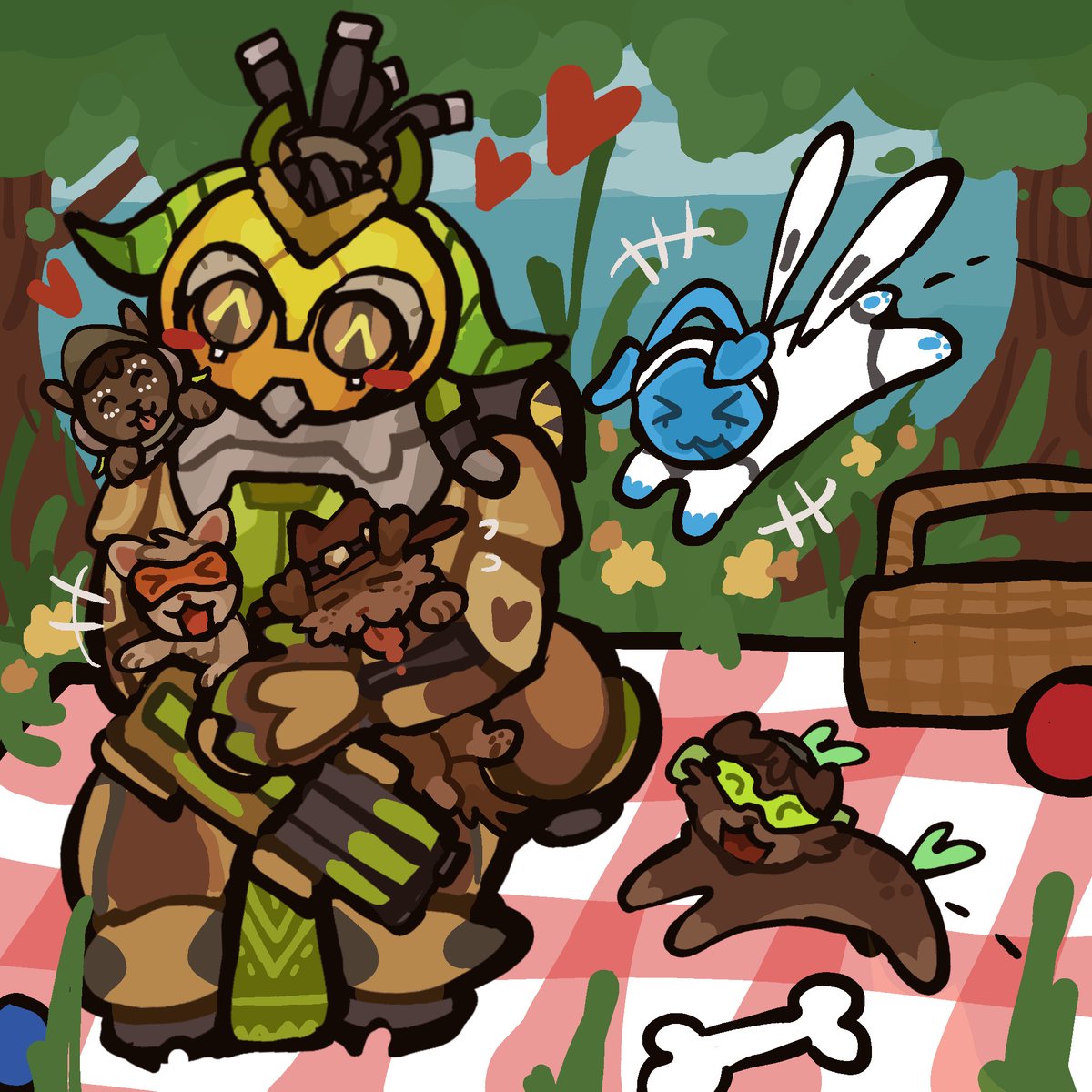 StinkyPan's tweet photo. puppy picnic #overwatch #orisa https://t.co/lp0e6pruv9