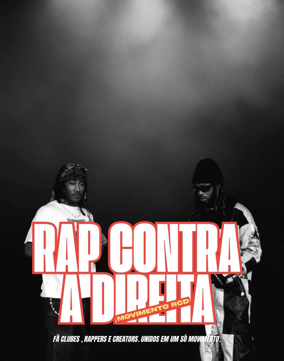 FEMBR23's tweet photo. Oi, @LulaOficial e @ErikaKHilton!

Criamos o movimento RAP CONTRA A DIREITA (RCD), reunindo fã-clubes, criadores de conteúdo e rappers para incentivar o voto consciente, a participação política e a redução das abstenções.

Podemos contar com o apoio de vocês nesse movimento? ‼️ https://t.co/iizBPHv2o1