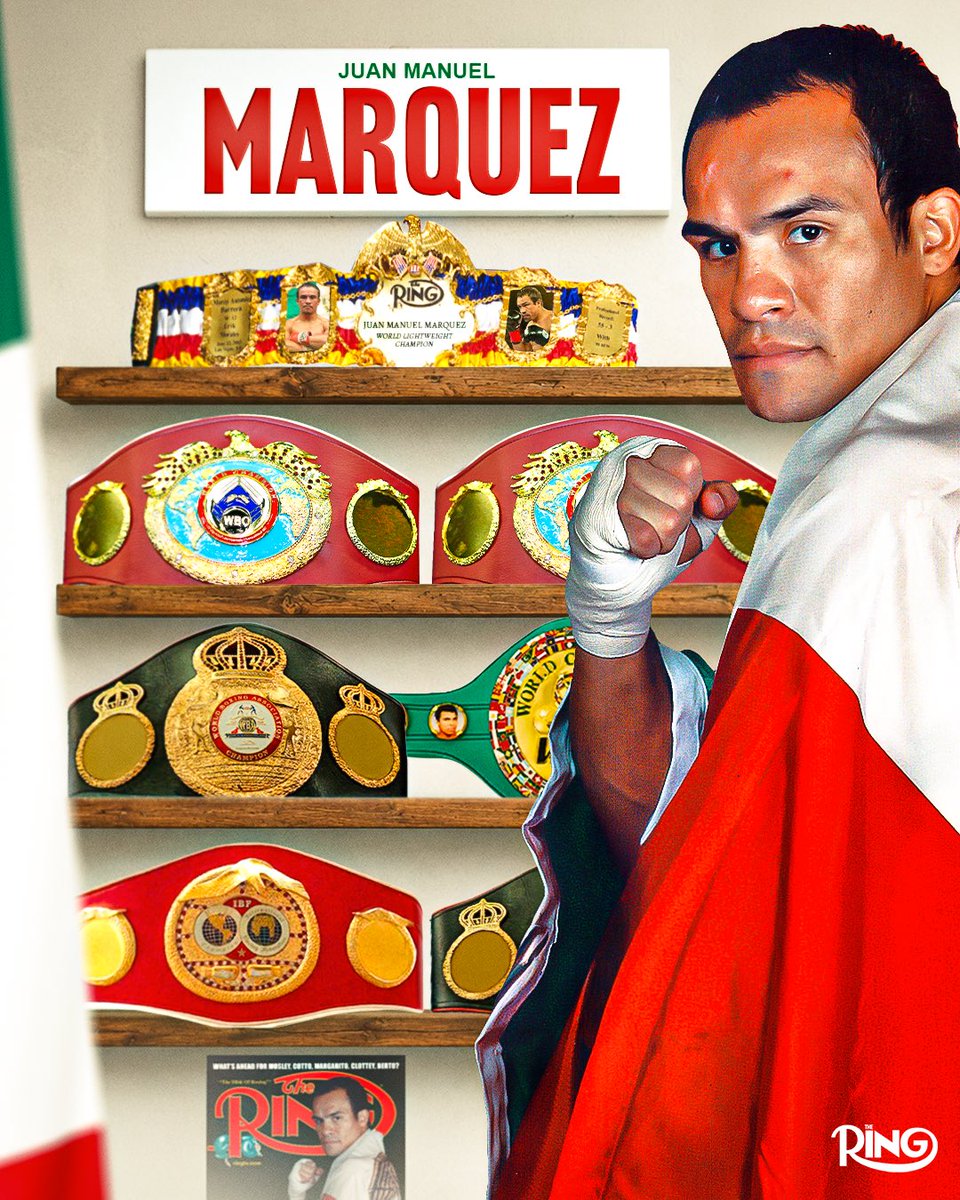 ringmagazine's tweet photo. 📋 Juan Manuel Marquez won in his legendary career:

👑 WBO Junior Welterweight World Title
👑 The Ring Lightweight World Title
👑 WBA Lightweight World Title
👑 WBO Lightweight World Title
👑 WBC Junior Lightweight World Title
👑 WBA Featherweight World Title
👑 IBF Featherweight World Title

Sign up and access 100 years of boxing coverage with The Ring Archive FREE ➡️ https://t.co/5DL4iWY1KK