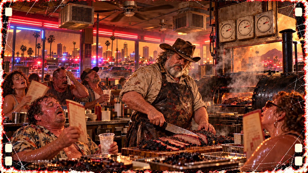 hansgruberhitit's tweet photo. Phoenix J.T. keeps the Bone Shack at 82 degrees and insists it's practically freezing. Earl and Pistolero recognize each other without saying why, and Earl adds another page to his El Paso file.
Well... that's probably not good.
#GrindhouseVerse #CherryDarling #Pistolero https://t.co/sSnufSiHrE