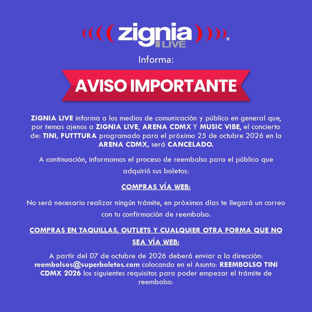 tininewsdaily's tweet photo. Tras es posteo enigmático de la madre de TINI, el show de la cantante en México ha sido cancelado. https://t.co/Eb7zuQp92u
