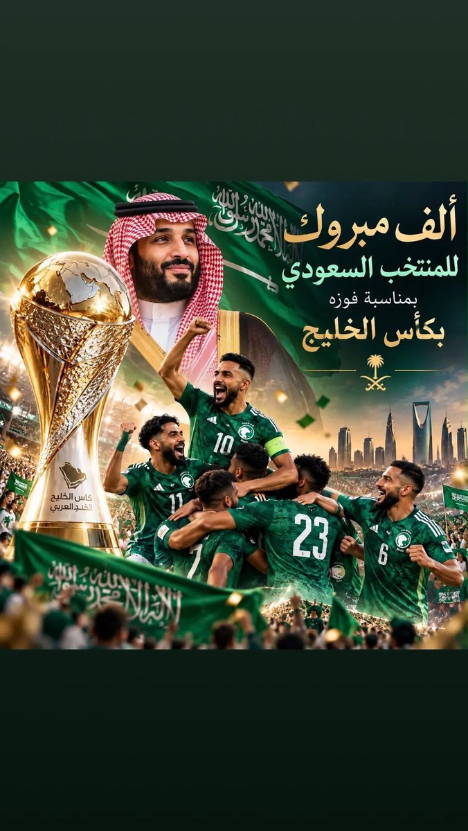 abusaef1397's tweet photo. @stc_ksa يااااااااااااااااااا فرحـــــة 🇸🇦💚🏆🔥

ألف ألف ألف مبرووووووك ياااااااا أبطال!
السعودية بطلة كأس الخليج 🏆🇸🇦💚

مبروك لقيادتنا، مبروك لصقورنا الخضر، ومبروك لكل قلب سعودي عاش هاللحظة! 😭💚

الكأس أخضرررررررر… والفرحة بحجم وطن! 🇸🇦🏆💚
@stc_ksa https://t.co/MMjHvlC8Jz