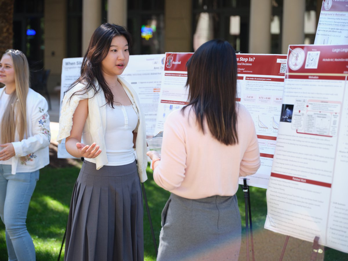 StanfordSAFE's tweet photo. One of our favorite parts of the was the student research! 🎓

Through lightning talks and a poster session, Stanford graduate students shared their incredible work across AI safety, reliability, robustness, verification, human-AI interaction, and trustworthy autonomy. https://t.co/a5H6HnrThi