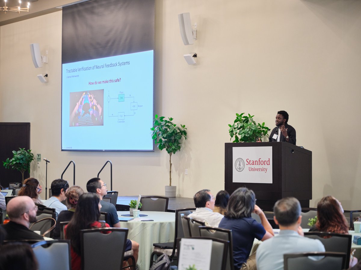 StanfordSAFE's tweet photo. One of our favorite parts of the was the student research! 🎓

Through lightning talks and a poster session, Stanford graduate students shared their incredible work across AI safety, reliability, robustness, verification, human-AI interaction, and trustworthy autonomy. https://t.co/a5H6HnrThi