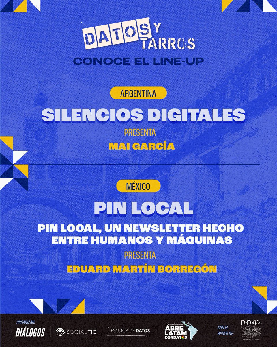 DialogosGuate's tweet photo. #DatosYTarros 🍻
🙌 Seis proyectos de la región vienen a mostrarnos qué pasa cuando alguien se toma en serio los datos abiertos, desde quién controla las empresas hasta dónde abrir un centro de cuidados.

📊 Conoce el line-up y a quienes presentan cada proyecto. Al terminar las presentaciones, la conversación sigue con un tarro en la mano. 🤩

📅 8 de octubre
⏰ 7:00 pm a 10:00 pm
📍 Lugar Proyecto Poporopo, zona 1
🎟️ Entrada libre, con registro previo
🔗 Aparta tu lugar aquí: https://t.co/coGXj95QjS

Una iniciativa de Diálogos, junto a @socialtic, @EscuelaDeDatos y @ABRELATAM @ConDatosLATAM. Con el apoyo de Proyecto Poporopo