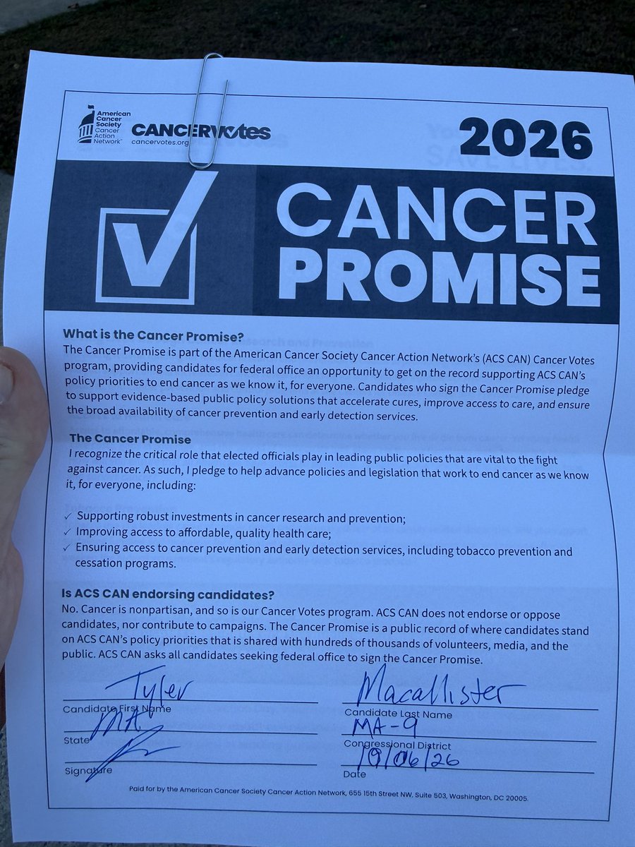 BNCordeiro's tweet photo. THANK YOU to @WilliamKeating (@MassDems) & @Macallister2026 for (@massgop) of the MA-9 Congressional district for both signing the 2026 CANCER PROMISE of @ACSCAN/@ACSCANMA tonight at the candidate forum in @NewBedford_MA’s Keith Middle School, sponsored by @NewBedfordLight & League of Women Voters SouthCoast. Your bipartisan support for our nonpartisan fight against cancer is deeply appreciated! 

#mapoli @PanCAN @PanCANBoston @letswinpc @southcoasttoday @WBSM1420 @BostonGlobe @bostonherald @statehousenews @MASSterList #CancerPromise #Cancer @USRepKeating