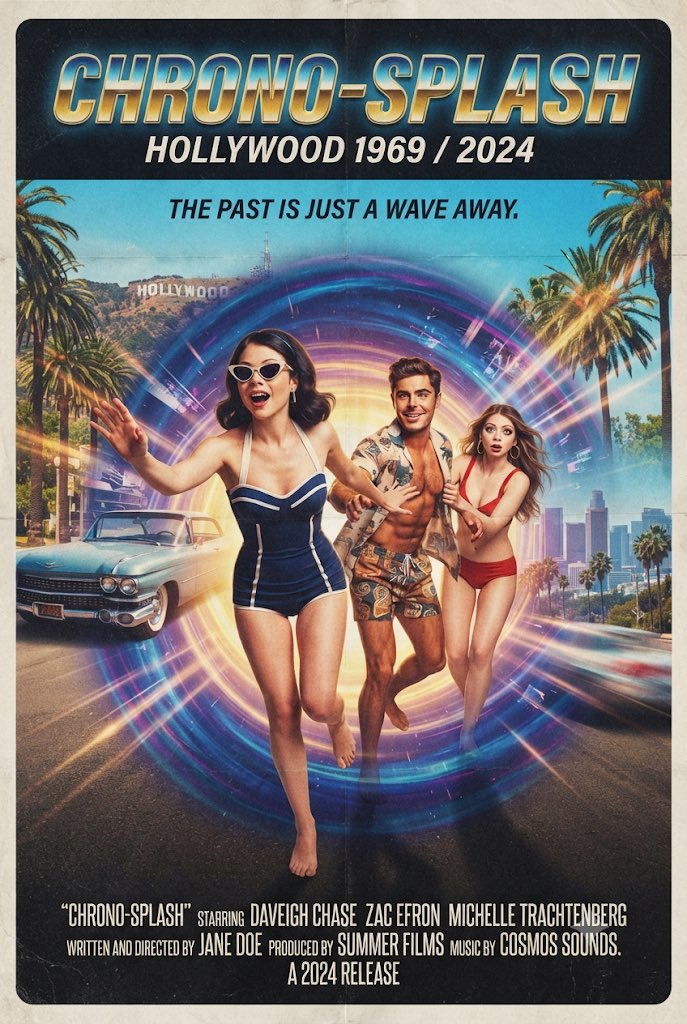 movierulez150's tweet photo. #Ai #AiArt #Concept #Poster #Chronos #Splash #ZacEfron #MichelleTrachtenberg #DaveighChase #TimeTraveling #Portal #Planned #Trip #Hollywood https://t.co/tz1Sef8VMf