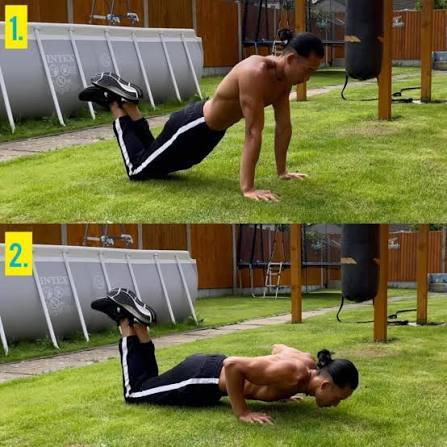 MrVAgrwl's tweet photo. Variations of a Push-Up:

1) Bent-Knee Push-Up

This is a modified version of the standard push-up performed on the knees rather than on the toes. Be sure to keep the knees, hips, and shoulders all in a straight line. Do not allow yourself to bend at the hips.