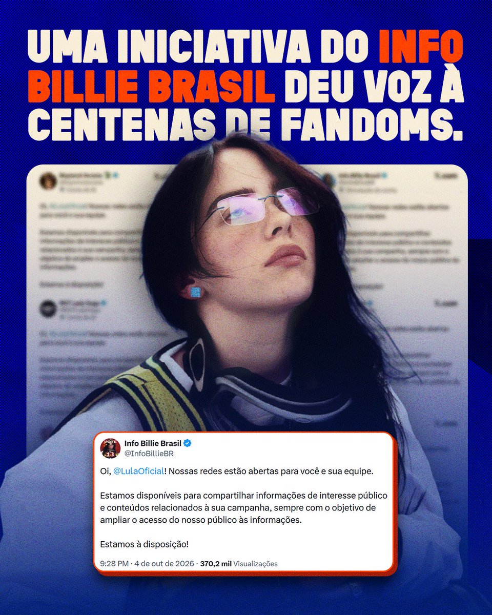 InfoBillieBR's tweet photo. A gente se uniu e os fandoms ouviram.
A gente se uniu e o FINNEAS ouviu. 🇧🇷

Quer nos ajudar nessa jornada para a reeleição do Presidente Lula? Comenta aqui para entrar no nosso grupo! ⭐️🟥 https://t.co/CZpaT8OD27