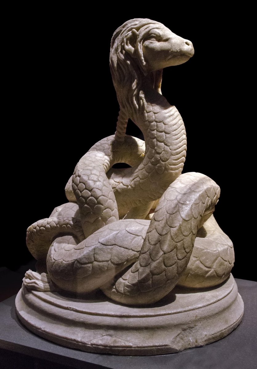 ConsulofRome_'s tweet photo. Marble statue of the ancient snake god Glycon, who had a large and influential cult within the Roman Empire in the 2nd century. https://t.co/5rGsfmmDsl