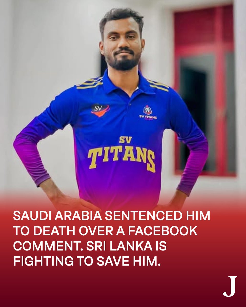 thejuggernaut's tweet photo. Saudi Arabia has sentenced Anojan Sivarasa, a Sri Lankan migrant worker, to death. His family is trying to bring him home.

The 26-year-old moved to Saudi Arabia in 2025 to work for Denys Arabia, an engineering, procurement, and construction contractor.   During Sri Lanka’s June 2026 Pada Yatra, a stray dog began following pilgrims, who named him after Lord Subramaniam. Then, a video of a man kicking the dog went viral. One user made a reportedly derogatory comment about Shiva. Sivarasa responded with an allegedly derogatory comment about Prophet Muhammad. 

Sivarasa deleted his comment after 10 minutes and apologized on video. But people still circulated his words with his photo. By June 30, Denys Arabia had fired him. “People in Saudi Arabia knew nothing about this matter. It was individuals in Sri Lanka who sent emails to the company where my brother worked,” Hamsidan, Sivarasa’s brother, told BBC.

On July 1, the Sri Lankan embassy in Saudi Arabia asked Denys Arabia to help bring Sivarasa back home. The next day, the company said Saudi police had arrested Sivarasa for violating cybercrime law. On July 28, a court convicted him, sentencing him to five years in prison and 3 million Saudi riyals (about $800,000). 

Both sides appealed the sentence, with the prosecution seeking the death penalty. On September 17, the court sentenced Sivarasa to death for blasphemy. Executions for blasphemy are rare in Saudi Arabia. The country executed a record 356 people in 2025.

Sivarasa’s family hasn’t heard from him since September 26. On October 6, a Sri Lankan delegation left for Saudi Arabia to meet his lawyers. Sri Lanka President Anura Kumara Dissanayake said his government would seek a pardon. About 250,000 Sri Lankans live in Saudi Arabia.

“I plead for mercy for the wrongs committed by my son,” Rasamanickam Yogalakshmi, Sivarasa’s mother, told BBC. “Please forgive him and send him back to us.”