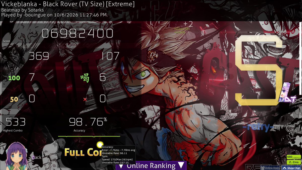 bouingue's tweet photo. dream score (1014pp) first time i fc a map in fucking ever https://t.co/j8dwnceh4o