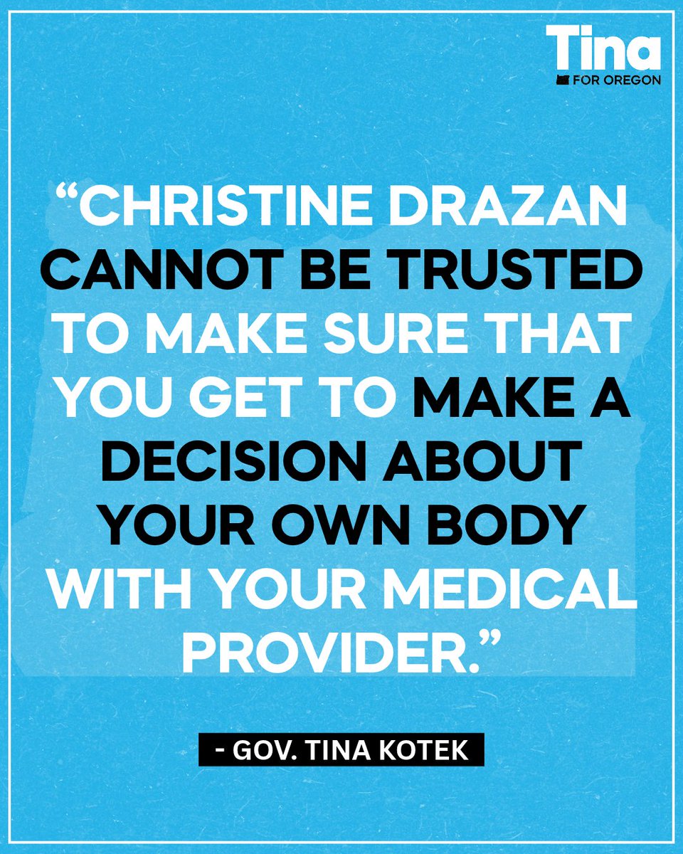 TinaKotek's tweet photo. I will keep fighting to make sure every Oregonian has the right to make their own healthcare decisions. https://t.co/KiKXLFxCV1