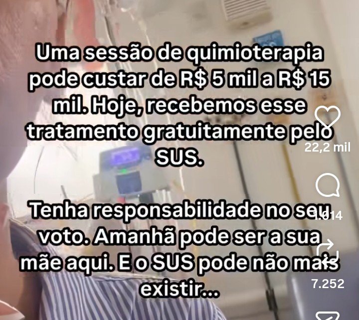 lipafacunda's tweet photo. Minha metástase não tem cura. Não tem cirurgia. A quimioterapia é paliativa: enquanto eu tiver acesso, eu vivo. O seu voto representa meu direito a vida. O meu e de MILHÕES de brasileiros.
Protejam o SUS. Vote Lula. https://t.co/OagjmMm2aO
