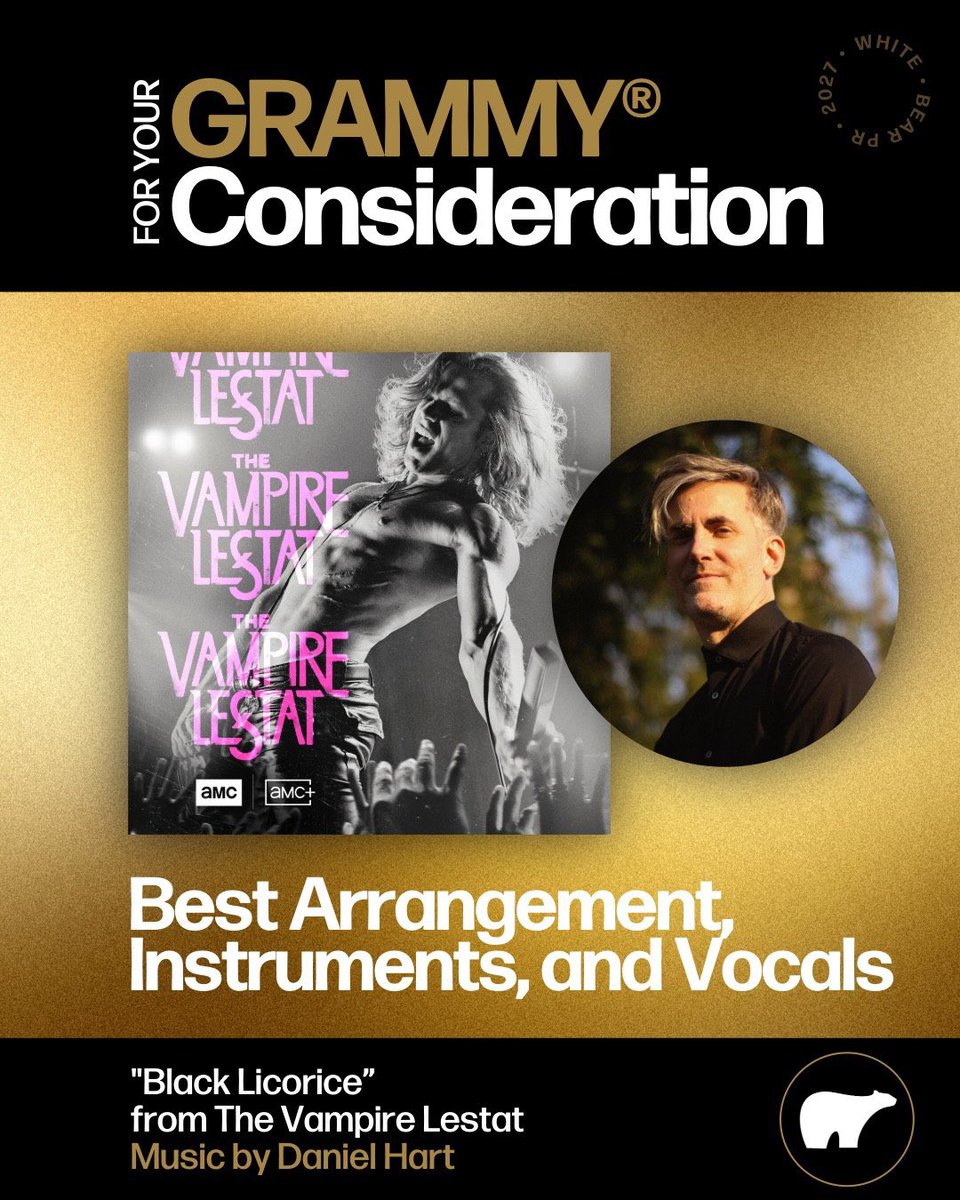 iwtvsource's tweet photo. The For Your Grammy® Consideration campaign for the score and soundtrack of #TheVampireLestat has been launched in the following categories:

— Best Score Soundtrack for Visual Media: The Vampire Lestat (Original Series Soundtrack)

— Best Compilation Soundtrack for Visual Media: The Vampire Lestat – The Failures

— Best Song Written for Visual Media: “The Loneliness”

— Best Arrangement, Instruments and Vocals: “Black Licorice”

via whitebearpr on IG

#grammys #fyc #iwtv #InterviewWithTheVampire