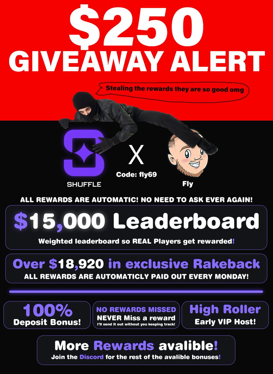 MrFly69's tweet photo. Lets do ANOTHER $250 GIVEAWAY 🥰 

$250 - 5 Winners 🫶

Tag 3 friends
Retweet + Follow me &amp; @CasinoRewardsgg
Comment Shuffle username 🥰
(My ref link 🔗 https://t.co/lIRc28Pg1t )

Winners get tipped on Shuffle, drawing Monday🥰 https://t.co/lqF9oPTYeq