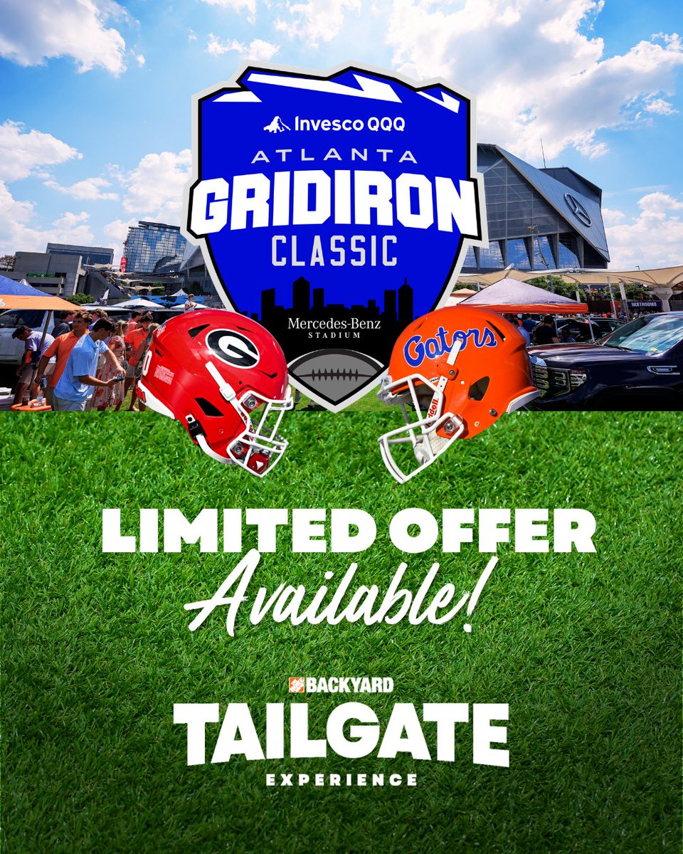thdbackyard's tweet photo. Have you booked yet? 🏈 There is still time to secure your tailgate package for the Invesco QQQ Atlanta Gridiron Classic: University of Georgia vs. University of Florida!

Book today! 
https://t.co/ntFFnHAqlR https://t.co/teH4ZGYuFH