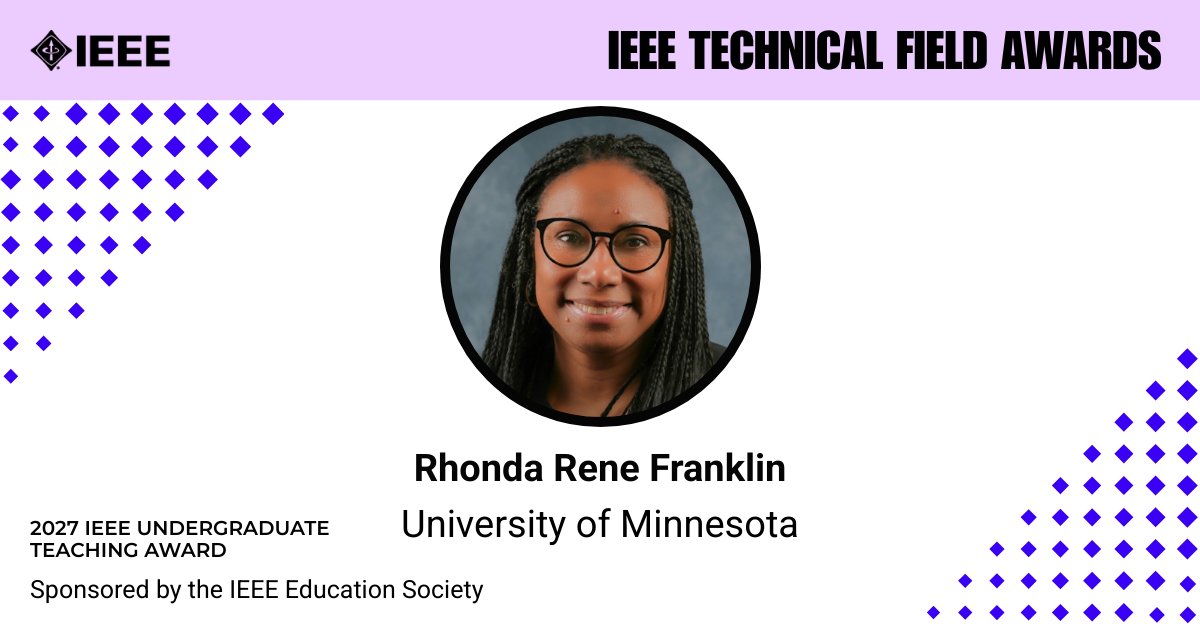 UMichECE's tweet photo. We’re proud to share that @UMich ECE alumna Rhonda Rene Franklin has received the 2027 @IEEEorg Undergraduate Teaching Award for her leadership in advancing inclusive workforce development through undergraduate engineering education. 👏
#GoBlue #ECE https://t.co/1ZWMFrdkxh