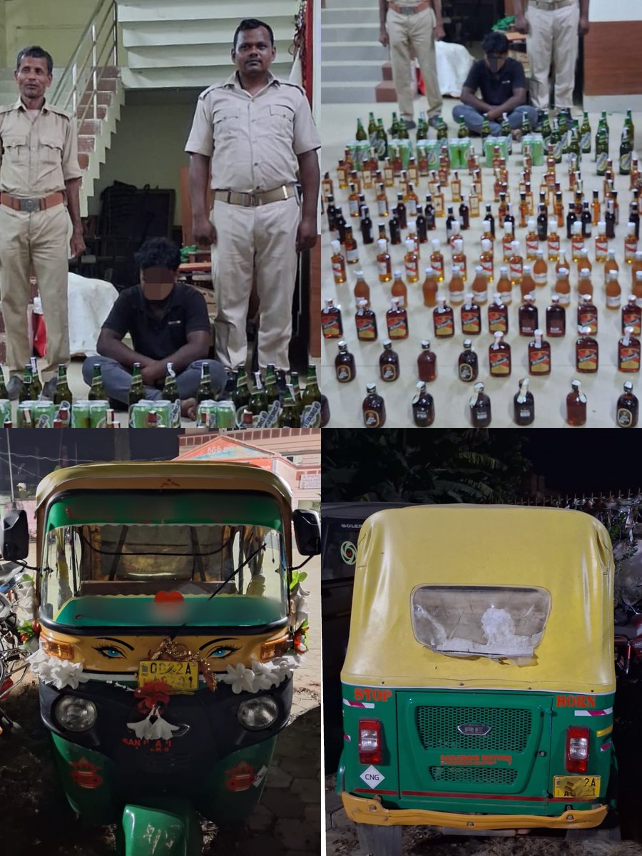 SpBhadrak's tweet photo. 🚨 BHADRAK POLICE 
 EXCISE ENFORCEMENT
Tihidi Police registered PS Case No. 424 dated 05.10.2026 U/S 52(a) of the Orissa Excise Act and seized 56 litres of Foreign Liquor (FL) and one auto-rickshaw during enforcement action. Further investigation is underway. https://t.co/HtUncRV2WH
