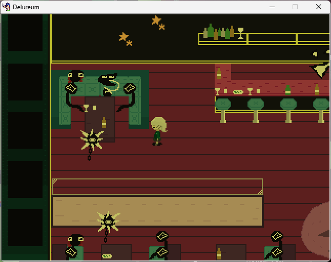 Velirou_'s tweet photo. hi good day.
screenshots of the bar with a handful of shadow creatures (designing them was quite fun). 

also, i have finished the rig of my character, look at her go!

#yumenikki #ynfg #blender https://t.co/hGcdZxRSZc