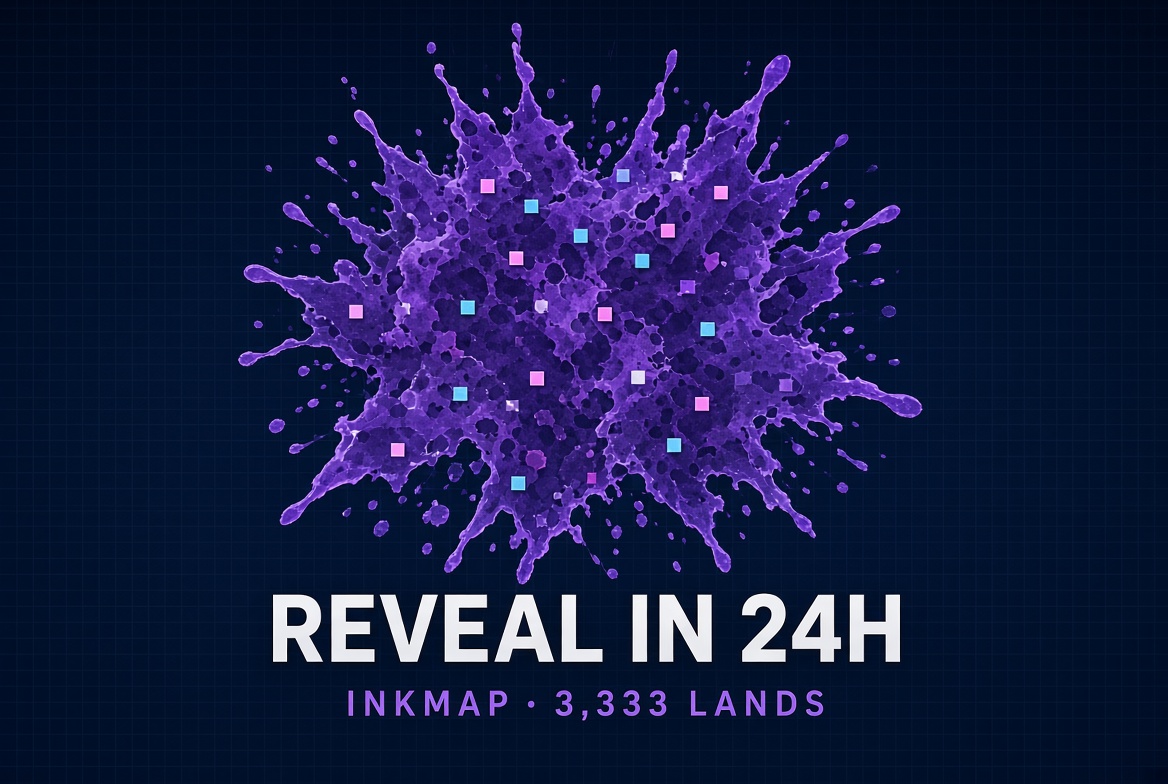 Inkmapdotfun's tweet photo. Reveal in 24 hours.

3,333 Inkmap lands. Rarities sealed on-chain until then.

Hold your plot. #Ink #InkChain https://t.co/55mDBWpfqg