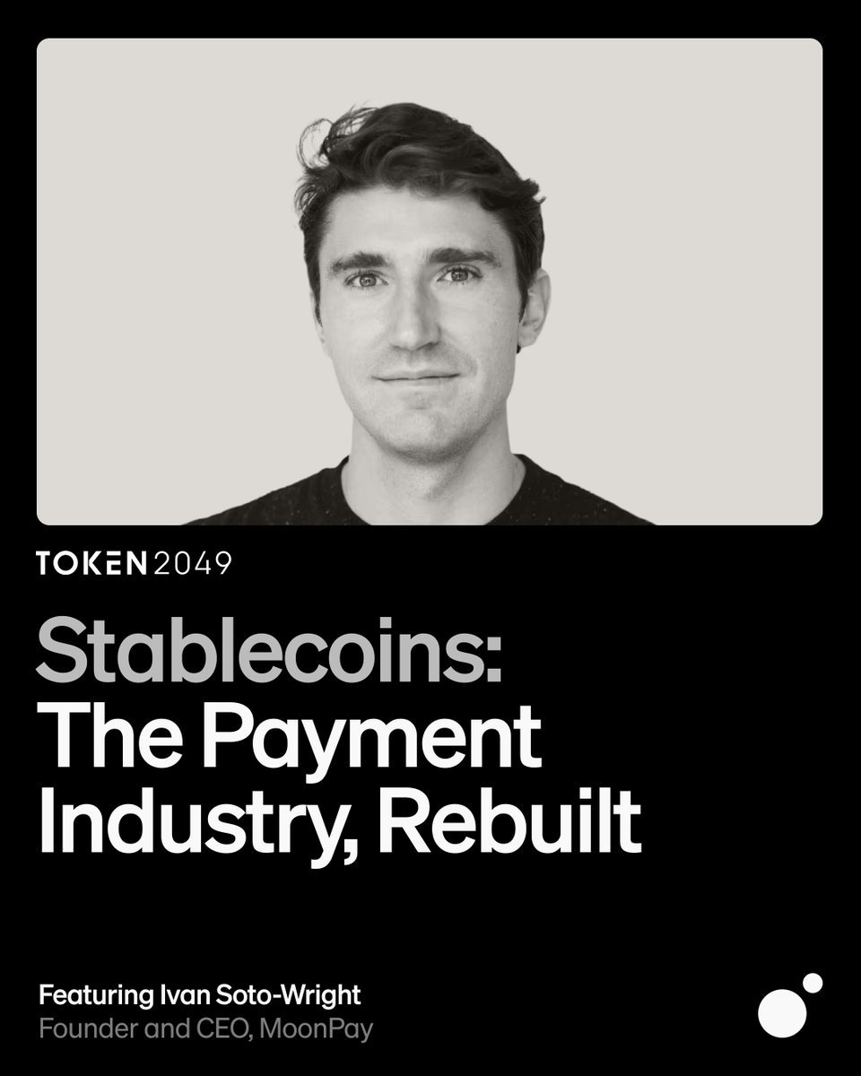 moonpay's tweet photo. MoonPay CEO @ivanhodl will take the main stage at TOKEN2049 on Oct 8 to chat all things stablecoins with leaders from @PayPal, @raincards, and @FireblocksHQ https://t.co/jMK75kfhmq
