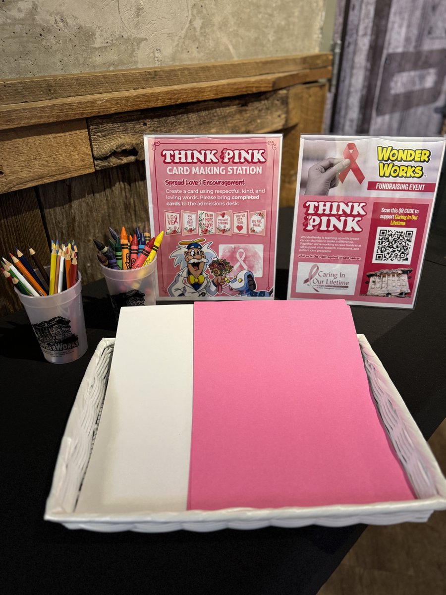 WonderWorksMB's tweet photo. The smallest act of kindness can go a long way for someone making the fight against cancer! Join us for a pop-up activity in our lobby throughout October, as we make cards for local breast cancer patients, survivors, &amp; their families. 🖍️🎨 https://t.co/gm6MQdhWLz