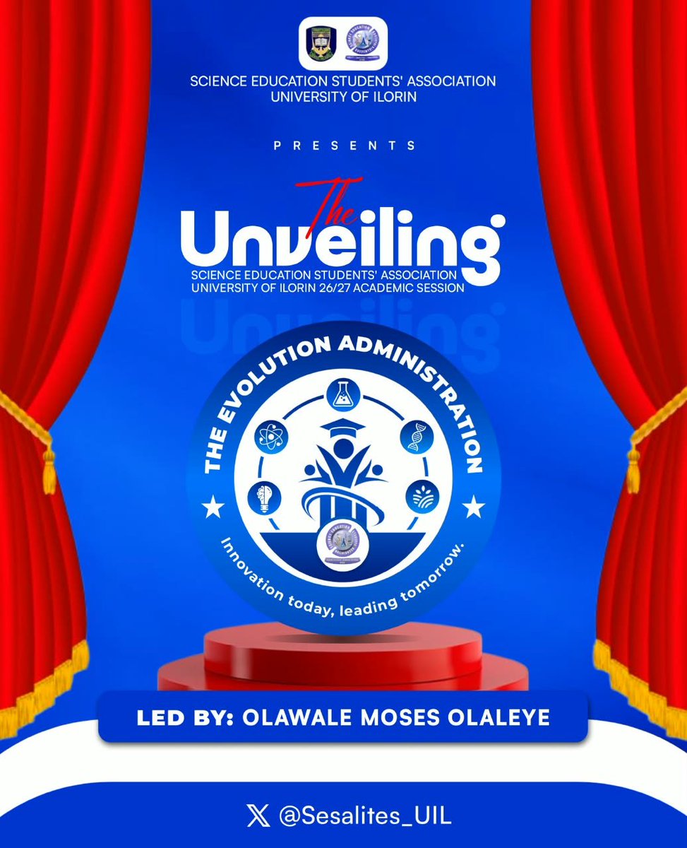 sesalites_UIL's tweet photo. 🚨 OFFICIAL UNVEILING

With profound gratitude to Almighty God and sincere appreciation to all SESAlites.

Today, we proudly unveil the EVOLUTION ADMINISTRATION of the Science Education Students’ Association (SESA), University of Ilorin, for the 2026/2027 Academic Session. https://t.co/6mGQTZZXEI
