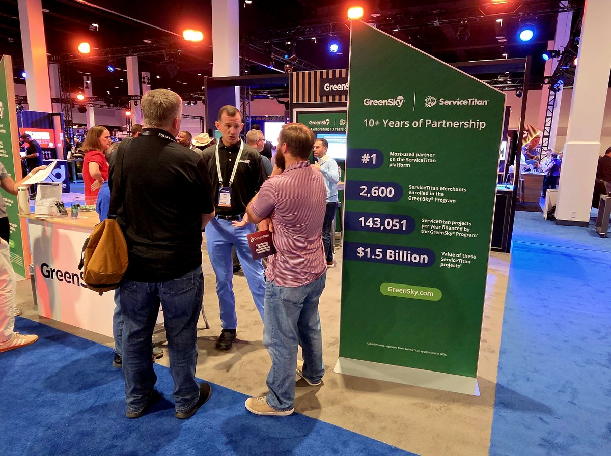 GreenSkyProgram's tweet photo. Play Ball!
 
The GreenSky team is here at Pantheon 2026, ready to introduce the ServiceTitan community to Prep Like a Pro!

If you're at Pantheon, come see us at Booth #315 for a free live demo ... and see how the GreenSky® Program gives your team the tools to close more deals! https://t.co/HyZqbl0ZGA