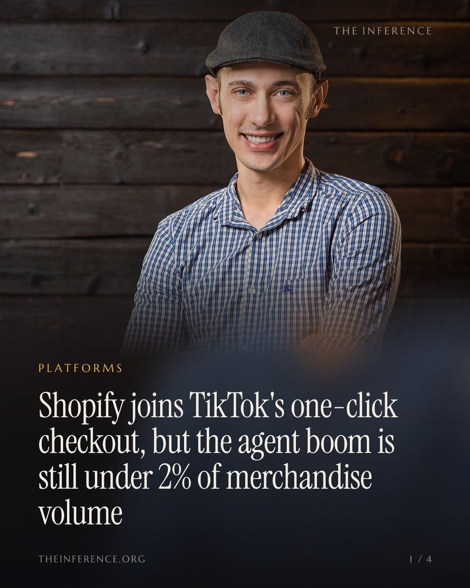 inference_org's tweet photo. Shopify ran 12.6% higher in six sessions on the agent-commerce boom, but Piper's own expert puts agent-driven volume under 2% of merchandise volume. The November 3 print has to square that.

https://t.co/caVAy4uscd https://t.co/yC3TaNecSB